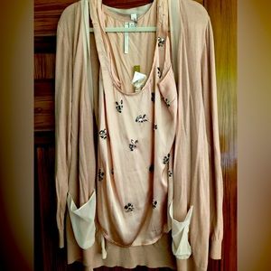 NWT Lauren Conrad Peach Cardigan Sweater Set